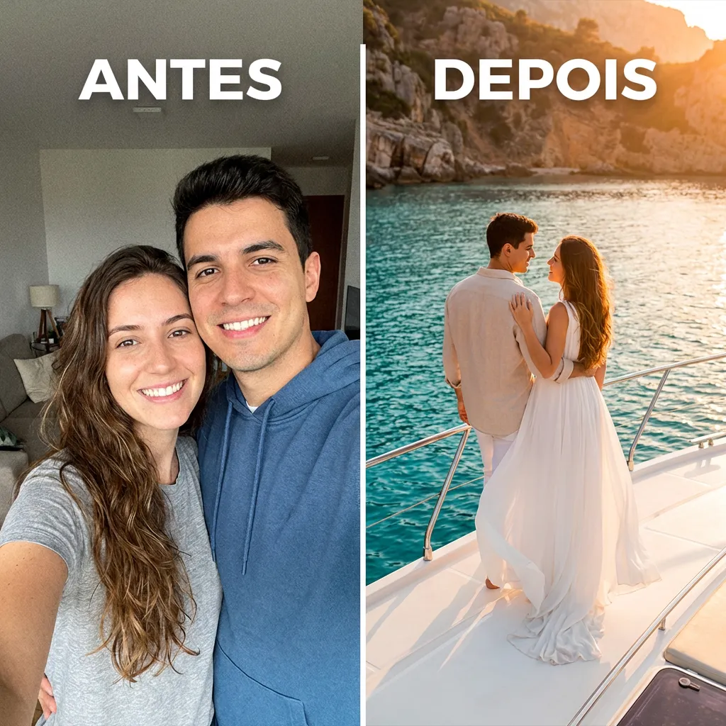 Transformação Praia Paradisíaca - Antes e Depois com IA